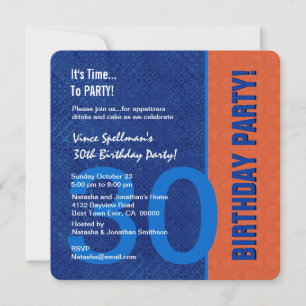 Invitation 30e anniversaire Moderne Bleu et Orange