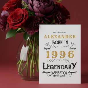 Invitation 30e anniversaire Né en 1996 Or Blanc Rétro Vintage