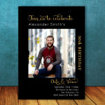 Invitation 30e anniversaire Noir<br><div class="desc">Une invitation moderne et minimaliste à 30 ans. Notre collection d'élégants modèles d'invitation d'anniversaire vous permet de garantir que RSVP. Les touches modernes de design noir et or sont subtiles pour laisser rayonner votre photo.</div>