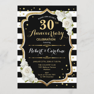 Invitation 30e anniversaire - Noir Blanc Or