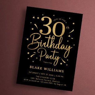 Invitation 30e Anniversaire Noir Or