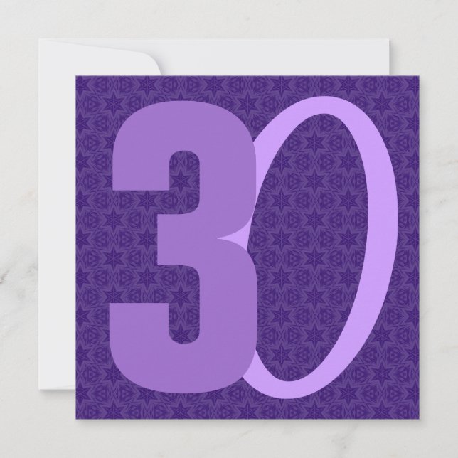 Invitation 30e anniversaire: nombre énorme de violets W956 (Devant)