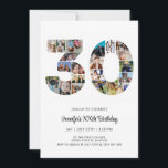 Invitation 30e anniversaire Numéro 30 Photo personnalisée Col<br><div class="desc">Marquez trente ans de merveilleux souvenirs et des aventures avec ce captivant 30e anniversaire Numéro Photo Collage. Ce modèle personnalisable est le mélange parfait de créativité et de sentiment, vous permettant de créer un cadeau vraiment mémorable pour la journée spéciale de votre bien-aimé. Capturez l'essence d'années incroyables dans un seul...</div>