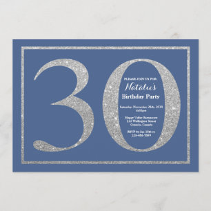 Invitation 30e anniversaire Parties scintillant bleue et arge