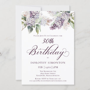Invitation 30e anniversaire Purple Spring Fleur Lilac