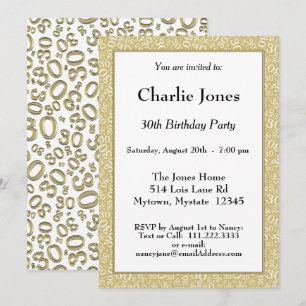 Invitation 30e anniversaire Random Number Motif Gold/White