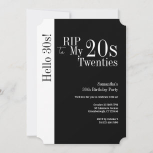 Invitation 30e anniversaire RIP 20 ans Bonjour 30 ans Fête No