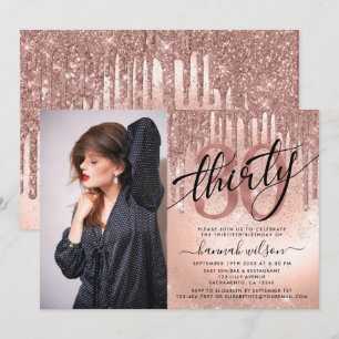 Invitation 30e anniversaire Rose Gold Foil & Parties scintill