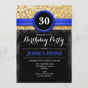 Invitation 30e anniversaire - Royal Blue Black Gold - TOUTE A
