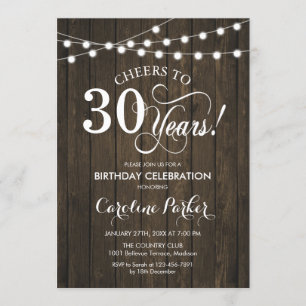 Invitation 30e anniversaire - Rustic Wood Motif
