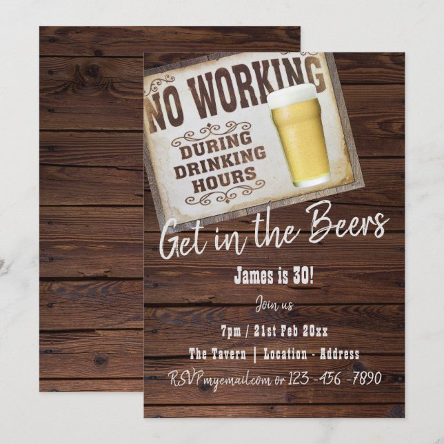 Invitation 30e anniversaire Salutations aux bières Hommes Inv (Devant / Derrière)