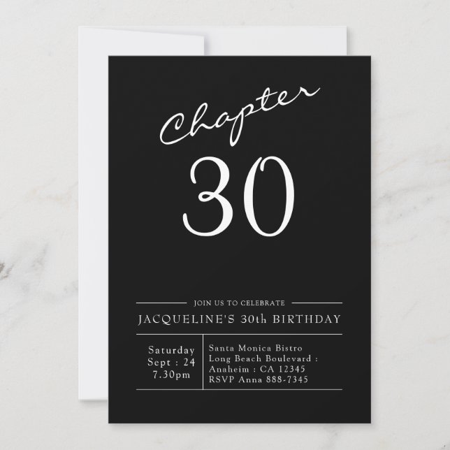 Invitation 30e anniversaire Script 30 Party (Devant)