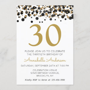 Invitation 30e anniversaire Sparkle Confetti, Parties scintil