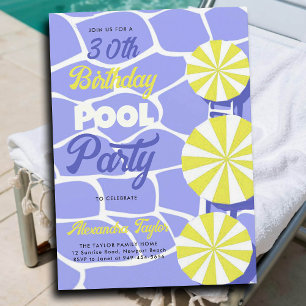 Invitation 30e anniversaire Summer Pool Party Purple Lime