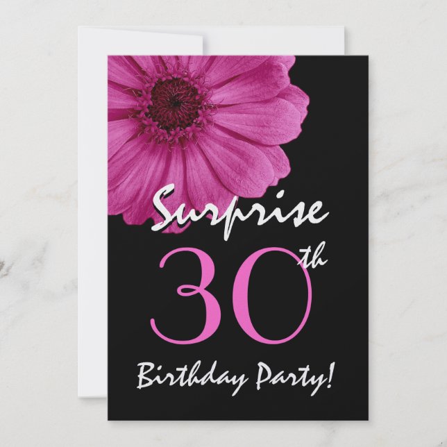 Invitation 30e anniversaire surprise Fuschia Pink Daisy Metal (Devant)