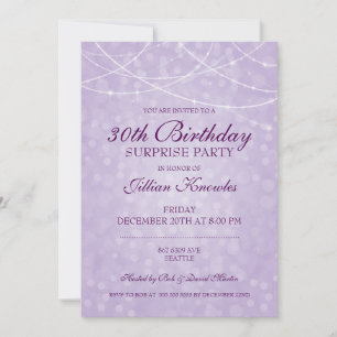 Invitation 30e anniversaire Surprise Party Mauve Bokeh
