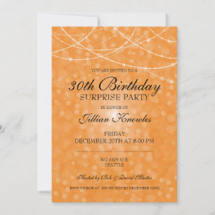Invitation 30e anniversaire Surprise Party Orange String Lumi