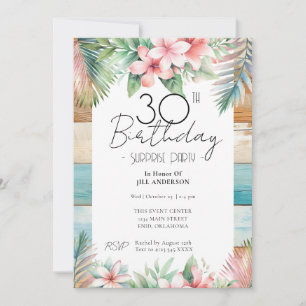 Invitation 30e anniversaire Surprise Party Tropical