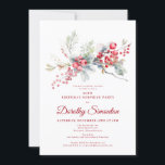 Invitation 30e anniversaire Surprise Party Verdure Berry Roug<br><div class="desc">Invitation vos invités à une fête d'anniversaire d'hiver spéciale avec cet élégant design floral de baies rouges et vertes. Des baies rouges profondes sont nichées dans des feuilles et des branches. Le texte rouge ajoute à l'humeur festive. Cet article fait partie de la collection de baies d'hiver. Il contient des...</div>