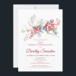 Invitation 30e anniversaire Surprise Party Verdure Berry Roug<br><div class="desc">Invitation vos invités à une fête d'anniversaire d'hiver spéciale avec cet élégant design floral de baies rouges et vertes. Des baies rouges profondes sont nichées dans des feuilles et des branches. Le texte rouge ajoute à l'humeur festive. Cet article fait partie de la collection de baies d'hiver. Il contient des...</div>
