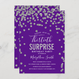 Invitation 30e anniversaire surprise Silver Purple