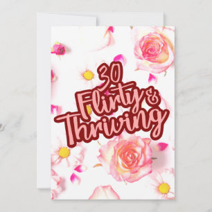Invitation 30e anniversaire Trente coquine et florissant Rose