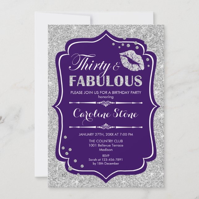 Invitation 30e anniversaire - Trente fabuleux Argent violet (Devant)