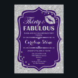 Invitation 30e anniversaire - Trente fabuleux Argent violet<br><div class="desc">Invitation du 30e anniversaire. Elégant design blanc violet avec fausse parties scintillant argent. Comprend des lèvres baiser,  confetti et police de script. Parfait pour une soirée d'anniversaire élégante. Trente Fabuleux ! Message-moi si vous avez besoin d'une personnalisation plus poussée.</div>