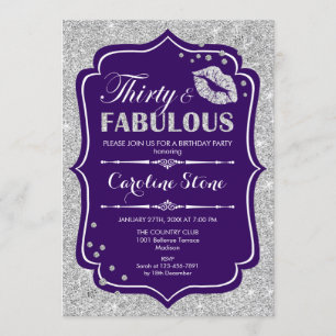 Invitation 30e anniversaire - Trente fabuleux Argent violet