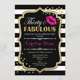 Invitation 30e anniversaire - Trente fabuleux Black Pink Gold