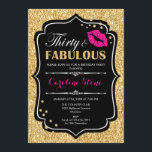 Invitation 30e anniversaire - Trente fabuleux or noir rose<br><div class="desc">Invitation du 30e anniversaire. Elégant design noir blanc avec parties scintillant en or. Comprend des lèvres roses baiser,  confetti et police de script. Parfait pour une soirée d'anniversaire élégante. Trente Fabuleux ! Message-moi si vous avez besoin d'une personnalisation plus poussée.</div>