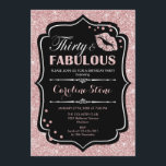 Invitation 30e anniversaire - Trente fabuleux Rose Gold Black<br><div class="desc">Invitation du 30e anniversaire. Elégant design noir blanc avec fausse parties scintillant rose or. Comprend des lèvres roses baiser,  confetti et police de script. Parfait pour une soirée d'anniversaire élégante. Trente Fabuleux ! Message-moi si vous avez besoin d'une personnalisation plus poussée.</div>