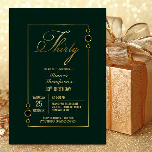 Invitation 30e anniversaire Vert avec Gold Frame Party