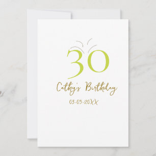 INVITATION 30E ANNIVERSAIRE VERT OR PASTEL RÉTRO DESSINÉ À LA