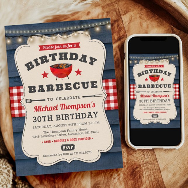 Invitation 30e barbecue fête d'été (BBQ Birthday Invite, BBQ Birthday Invitation, Barbecue Birthday Invitation, Summer Party Invitation)