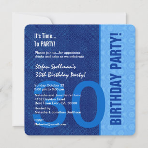 Invitation 30e Birthday Modern Hues of Blue