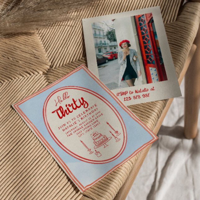 Invitation 30e Câteau tiré à la main Quirky Photo Anniversair (Créateur téléchargé)