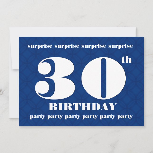 Invitation 30e cérémonie d'anniversaire SURPRISE Blue and Whi (Devant)