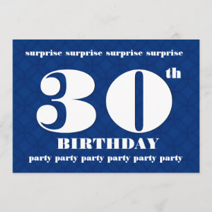 Invitation 30e cérémonie d'anniversaire SURPRISE Blue and Whi