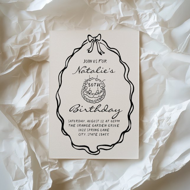 Invitation 30e coquette à main tirée à la main illustrée Anni (Créateur téléchargé)