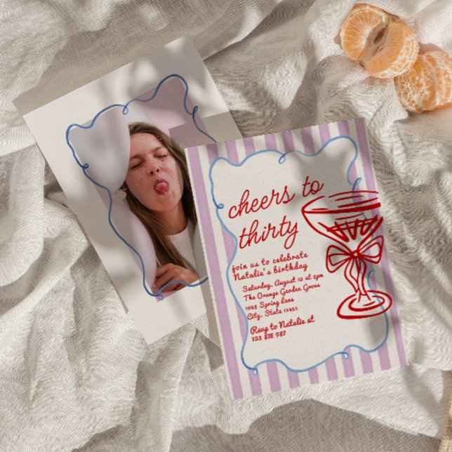 Invitation 30e dessin couleur verre de champagne photo Annive (Créateur téléchargé)