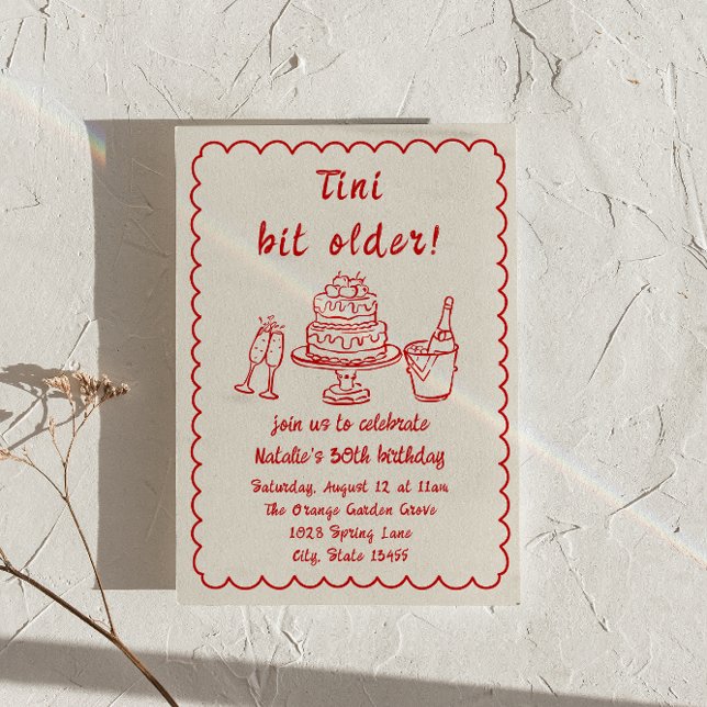 Invitation 30e Doddle Champagne Cake Quirky Anniversaire (Créateur téléchargé)