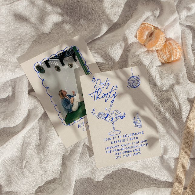 Invitation 30e Doddle Coastal Dirty Trente Photo Anniversaire (Créateur téléchargé)