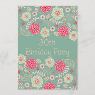 Invitation 30e fête d'anniversaire Chic Funky moderne Floral