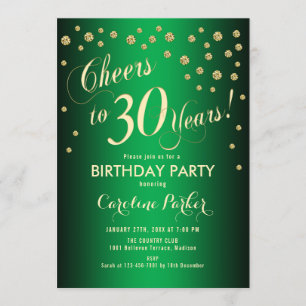 Invitation 30e fête d'anniversaire - Gold Green
