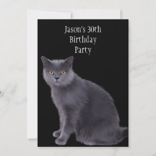 Invitation 30e fête d'anniversaire Gray Chat