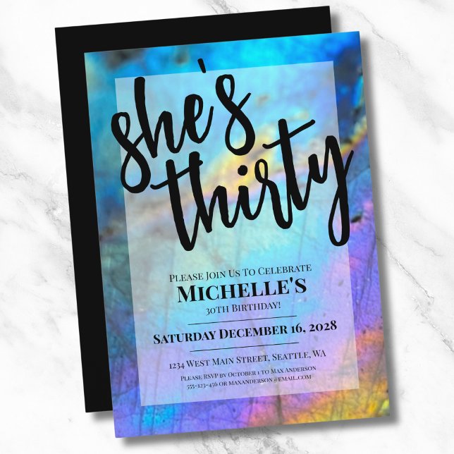 Invitation 30e fête d'anniversaire moderne tendance (Stylish Colorful Modern 30th Birthday Invitation)