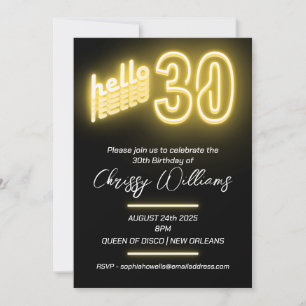 Invitation 30e fête d'anniversaire Neon