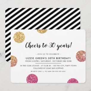 Invitation 30E FÊTE D'ANNIVERSAIRE parties scintillant d'or m