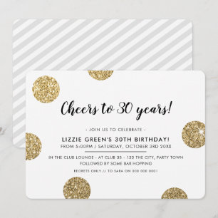 Invitation 30E FÊTE D'ANNIVERSAIRE parties scintillant d'or m